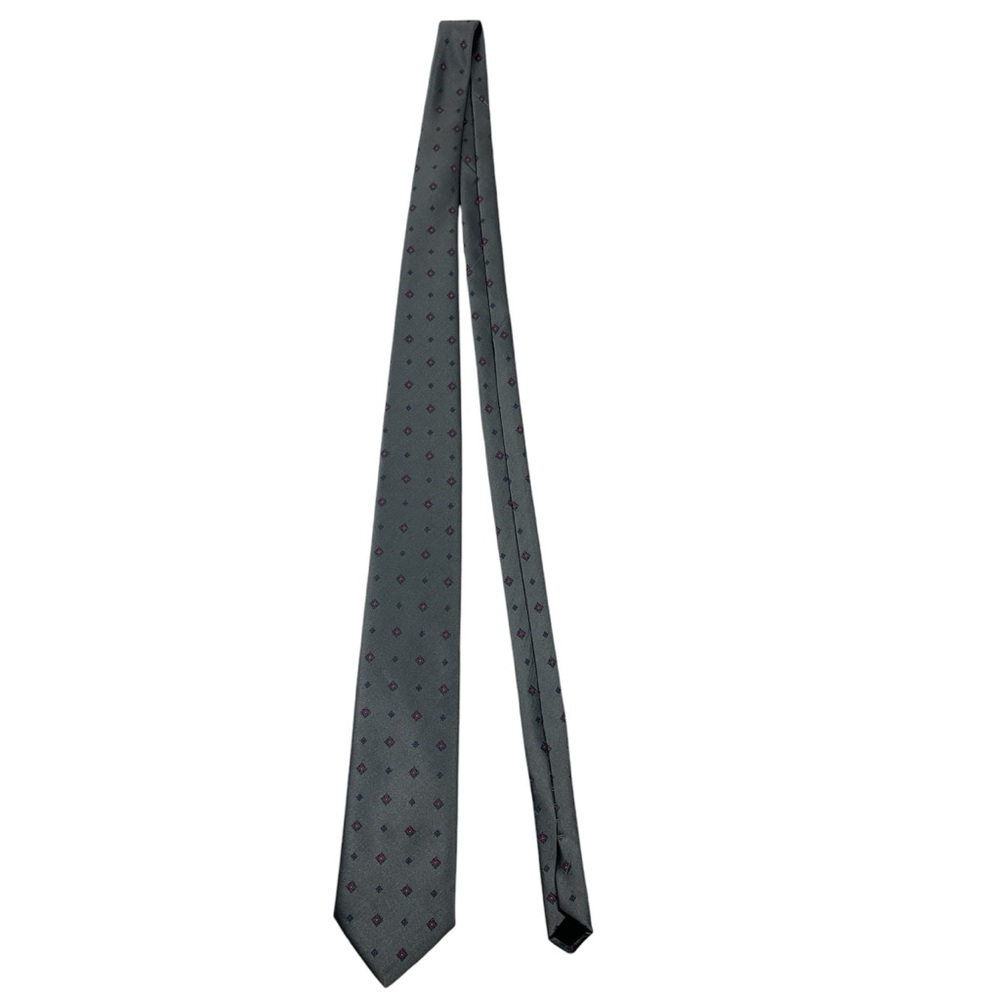 Vintage Sears The Mens Store Neck Tie Grey Silver Small Dimond Shape Pattern 56”